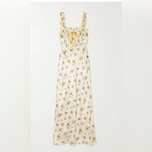 Erdem Ruffled Floral-Print Silk-Charmeuse Midi Dress